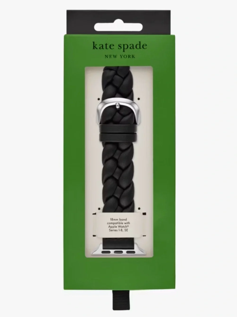 Kate Spade ♠️ NY Black Braided Leather Apple Watch Band in Box- 18mm SE